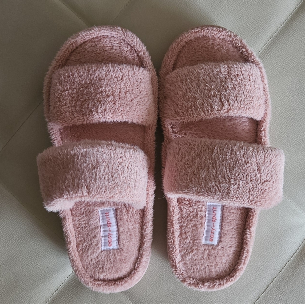 Easy Spirit Blush Fuzzy Slippers